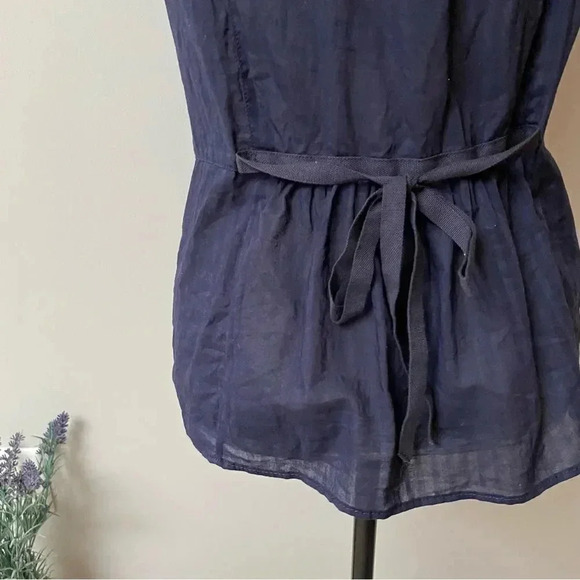 Marc by Marc Jacobs Navy Striped Cotton Square Neck Top Size Medium - Picture 10 of 12